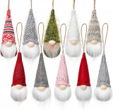 Set de 10 ornamente cu gnomi agățat pentru copac de Cistmas, gnomi de pluș suede, Oem