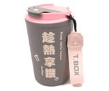 Cană termică pentru cafea din oțel inoxidabil, 380 ml, gri cu roz
