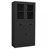 Cumpara ieftin Dulap de birou, antracit, 90x40x180 cm, oțel/sticlă securizată