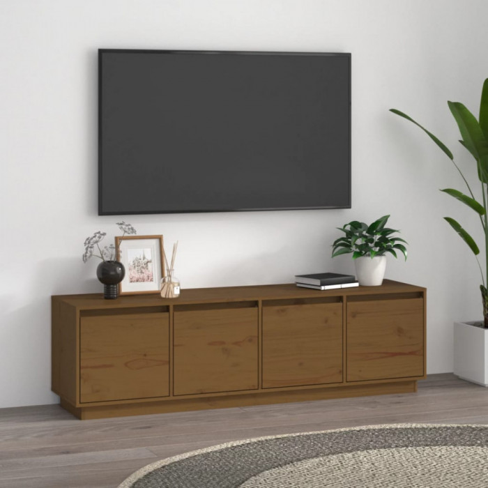 vidaXL Comodă TV, maro miere, 156x37x45 cm, lemn masiv de pin