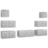 Cumpara ieftin Set de dulapuri TV, 7 piese, gri beton, lemn prelucrat