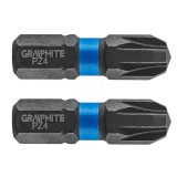 Set biti de impact PZ4X25mm 1/4&quot; 2buc. GRAPHITE 56H506 HardWork ToolsRange