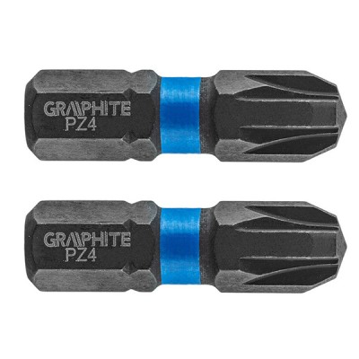 Set biti de impact PZ4X25mm 1/4&amp;quot; 2buc. GRAPHITE 56H506 HardWork ToolsRange foto