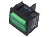 Rocker DPST ON-OFF 6A/250VAC Verde, Corp Negru