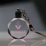 Breloc auto din cristal cu LED - Logo RENAULT