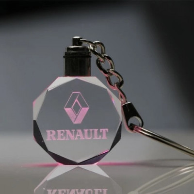 Breloc auto din cristal cu LED - Logo RENAULT foto