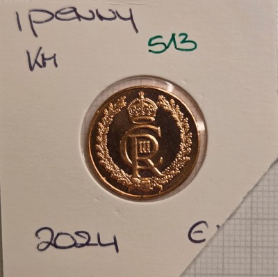 513 Gibraltar 1 Penny - Charles III Coronation 2024, excelenta, comemorativa foto