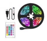 Kit Banda LED RGB 5050 cu telecomanda si USB 155 SMD LED pentru TV PC 5 metri, China