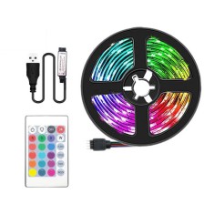 Kit Banda LED RGB 5050 cu telecomanda si USB 155 SMD LED pentru TV PC 5 metri