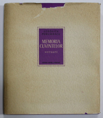 DEDICATIA VERONICAI PORUMBACU PENTRU PARINTI , PE VOLUMUL DE VERSURI &amp;#039; MEMORIA CUVINTELOR &amp;#039; , 1963 foto