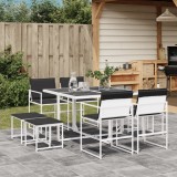 VidaXL Set mobilier de grădină, 9 piese, cu perne, alb, textilenă
