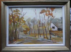 Ulei / carton, datat 1993 si semnat Octav Cosmovici ( 1904 - 1994 ), Peisaj din Iasi