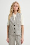 Sessun vestă din bumbac femei, culoarea bej, un singur rand de nasturi, 25213012