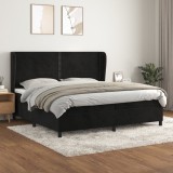 Gossi pat box spring cu saltea, negru, 200x200 cm, catifea