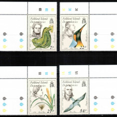 Falkland Dep 1985, Mi #138-141**, fauna, pasari, flori, MNH! Cota 33 €!