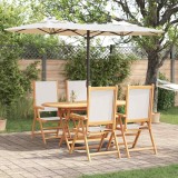 VidaXL Set de dining pentru grădină Manual 5 pcs Alb crem
