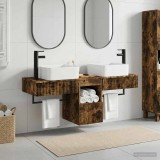 Cumpara ieftin Set dulap baie 3 buc. Stejar fumuriu 130 x 41 x 80 cm