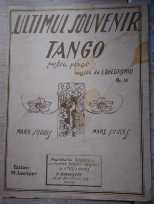 Partitură veche ULTIMUL SOUVENIR - tango foto