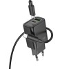 Incarcator de Retea Hoco N61, USB-A + USB-C, 20W PD QC 3.0, cu Cablu Type-C la Type-C, Negru
