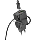 Cumpara ieftin Incarcator de Retea Hoco N61, USB-A + USB-C, 20W PD QC 3.0, cu Cablu Type-C la Type-C, Negru