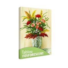 Tablou fosforescent Buchet de flori in vaza de cristal - 30 cm x 20 cm