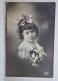Carte poștală vintage 1926 &ndash; portret fetiță, colorată manual, serie 35331/3, Circulata, Printata