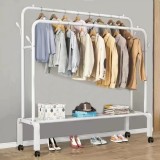 Suport de haine suspendat metal cu polita,Alb