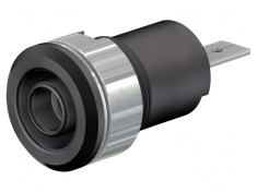 Soclu Banană 4mm 24A 1kV Negru Nichelat Alamă