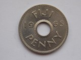 Moneda Fiji Penny 1965, Stare XF, Colecție Numismatică Oceania