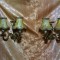 Pereche aplice duble bronz dore pictate manual Baroc Victorian sec 19