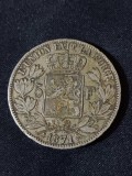 Belgia 1871 - 5 franci - monedă de argint, Europa