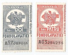 *Romania, lot 1104 cu 2 timbre fiscale de aviatie, 1936, MNH
