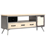 Cumpara ieftin Comoda TV, 120 x 30 x 45 cm, lemn masiv de mango si otel