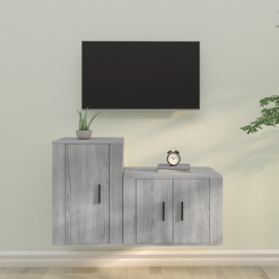 vidaXL Set dulapuri TV, 2 piese, gri sonoma, lemn prelucrat foto