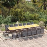vidaXL Set mobilier de grădină cu perne, 19 piese, gri, poliratan