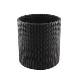 Ghiveci din plastic, Curver, cu finisaj ratan sintetic, pentru exterior, negru. 36 x 37.3 cm