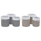 Set de Coșuri DKD Home Decor Alb Maro Gri 40 x 40 x 49 cm 4 Kg 3 Piese (2 Unități)