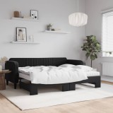 VidaXL Pat de zi cu extensie și saltea, negru, 90x200 cm, catifea