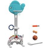 AIYAPLAY Coș de Baschet pentru Copii 5 &icirc;n 1 cu &Icirc;nălțime Reglabilă, Poartă de Fotbal și Golf, 46x51x134-152 cm, Multicolor | Aosom Romania