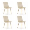 Set 4 scaune bucatarie/living, Lava, catifea, metal, bej deschis si natur, 45x55x86 cm, Artool