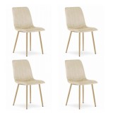 Cumpara ieftin Set 4 scaune bucatarie/living, Lava, catifea, metal, bej deschis si natur, 45x55x86 cm