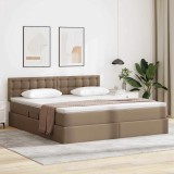 vidaXL Pat cu saltea și LED Cappuccino 180 x 200 cm Piele artificială 3371044