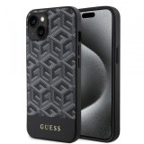 Husa MagSafe pentru Apple iPhone 15, Guess, GCube Stripes, Neagra