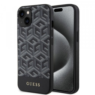 Husa MagSafe pentru Apple iPhone 15, Guess, GCube Stripes, Neagra foto