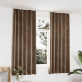 Draperii Opace Catifea Bej 140x175 cm vidaXL, 2 buc, C&acirc;rlige Metalice, Lavabile