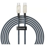 Cablu alimentare si date Baseus Unbreakable, Fast Charging Data Cable pt. smartphone, USB Type-C la USB Type-C 100W,2m,braided aliaj zinc,alb