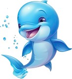 Cumpara ieftin Sticker decorativ, Delfin, Albastru, 65 cm, 1352STK