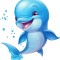 Sticker decorativ, Delfin, Albastru, 65 cm, 1352STK