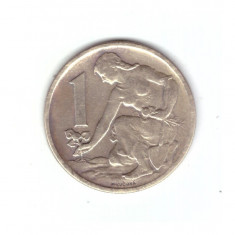 Moneda Cehoslovacia 1 koruna / coroana 1963, stare buna, curata