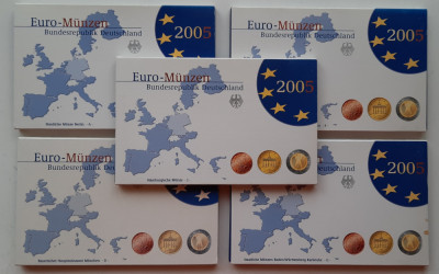 Colectie completa monede euro Germania 2005 - Proof - B 3836 foto